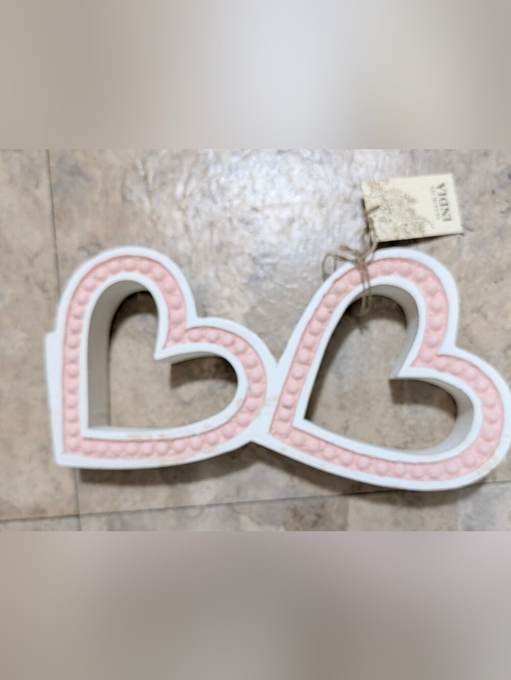 Decorative Double Heart Shelf - Pink and White